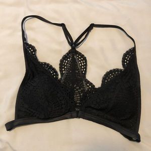 Victorias Secret black front close lace bralette